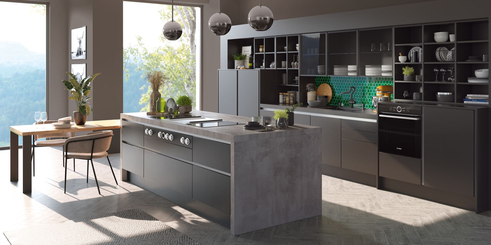 Moderne DAN Küche mit Kücheninsel im Küchenstudio Innsbruck
